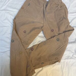 Urban Outfitters Smiley Face Corduroy Pants Cropped Spring Trendy Beige Size S